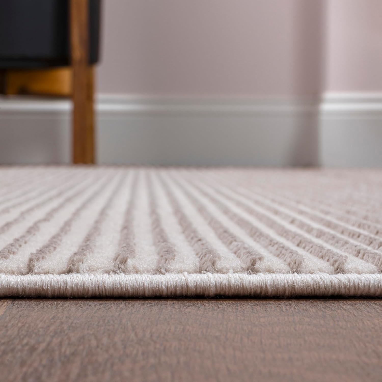 JONATHAN Y Cole Pinstripe High-Low Cream/Silver Runner Rug, 2x8, Modern, Minimalist, Easy-Cleaning for Living Room, Bedroom, Kitchen, Pet Friendly, Non-Shedding (CAR101A-28)