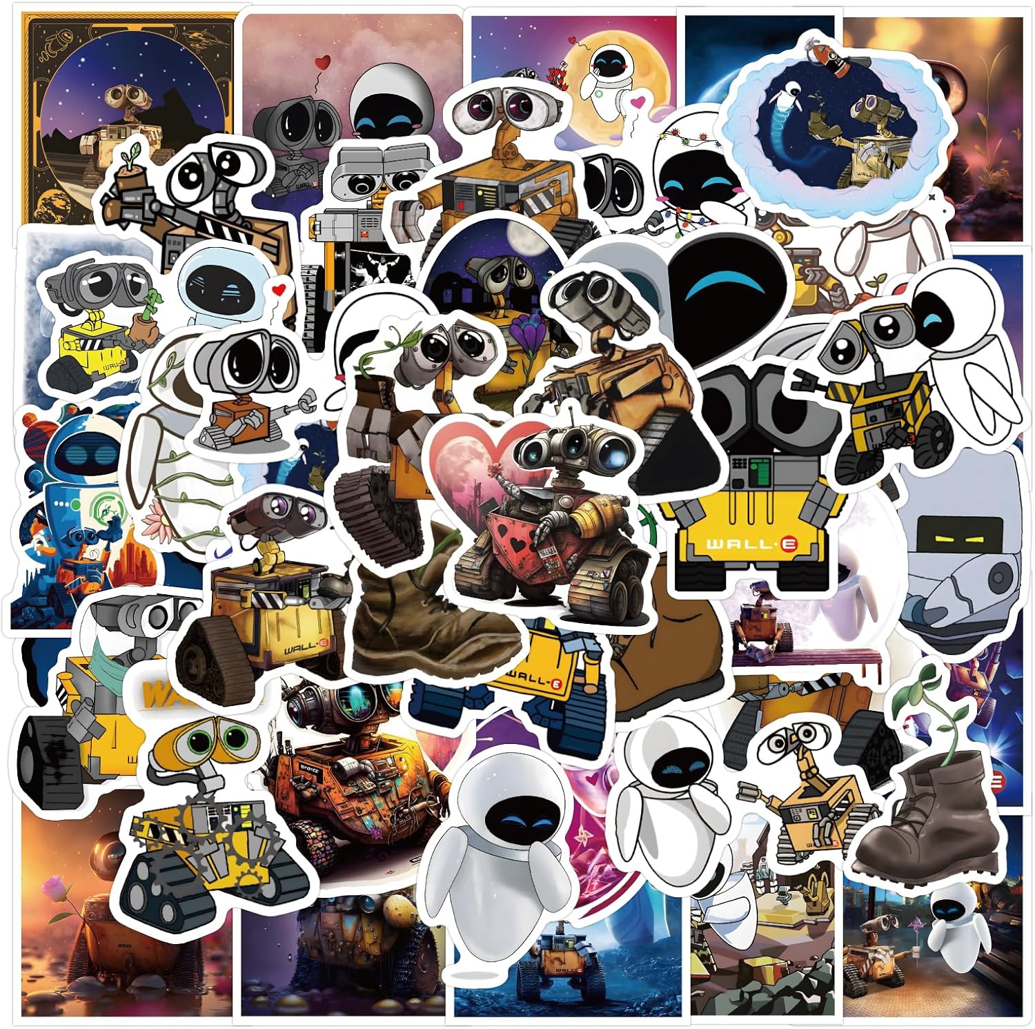 54 Pcs Walle Stickers Waterproof Vinyl Stickers for Water