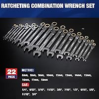 Vista 3 de WORKPRO - Juego de 22 llaves de trinquete de cabeza flexible, juegos de llaves combinadas de trinquete con caja organizadora, niquelado, 72 dientes