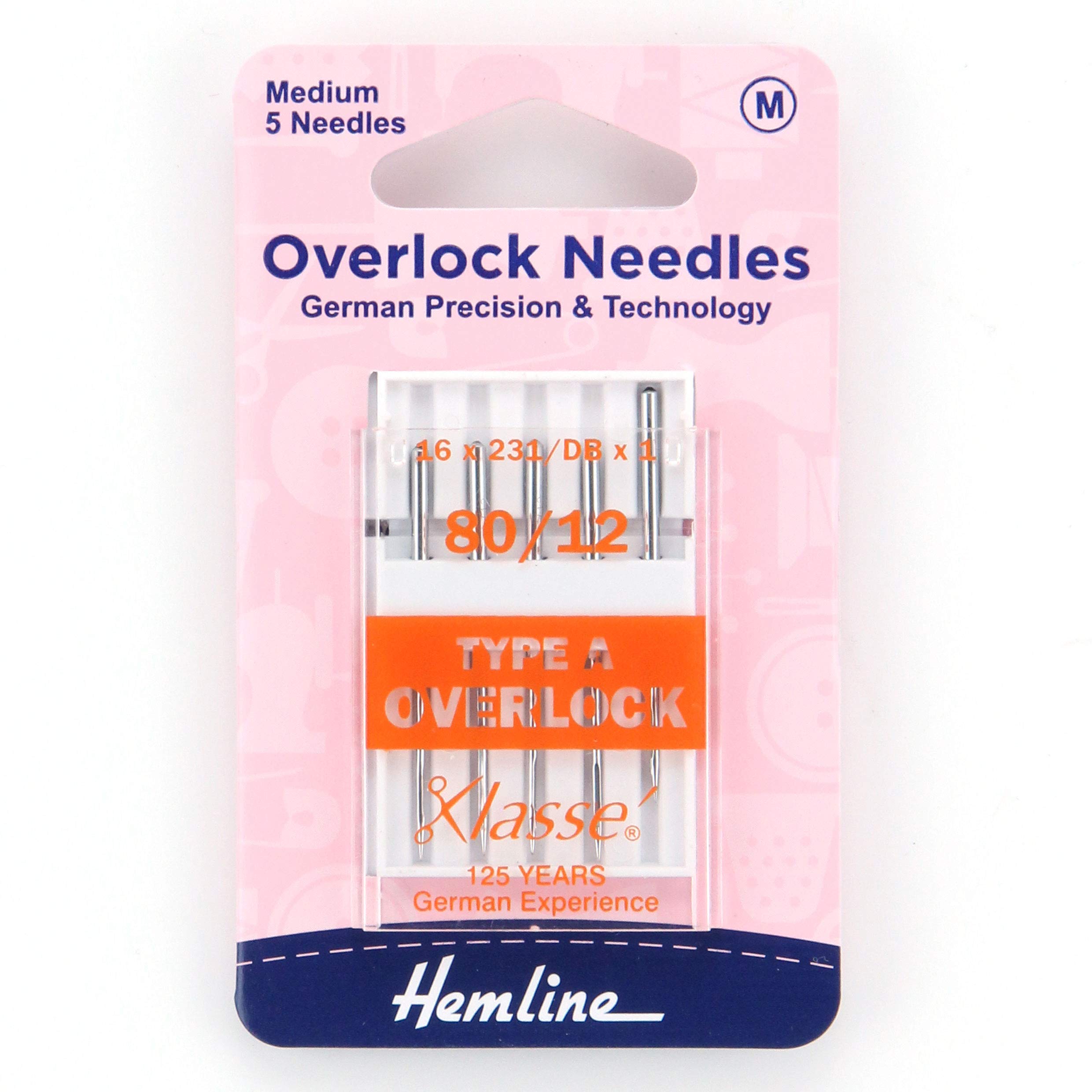 Hemline Type A Overlock Serger Machine Sewing Needles -  80/12 H107.A 5 Needles
