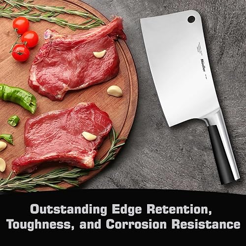 Miniatura 4 de Mueller 7-inch Butcher Knife Meat Cleaver, Heavy Duty Bone Chopper, Durable, Precision-Crafted, Well-Balanced Pro Grade High Carbon Stainless Steel