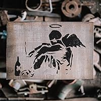 Vista 3 de Plantilla de ángel caído Banksy - Plantilla de Banksy, arte de pared de Banksy, impresiones de Banksy, arte de Banksy, plantilla de graffiti