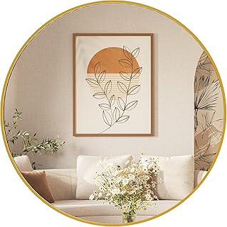 Sweetcrispy 30in Round Bathroom Mirrors for Wall, Bathroom Mirrors for O...