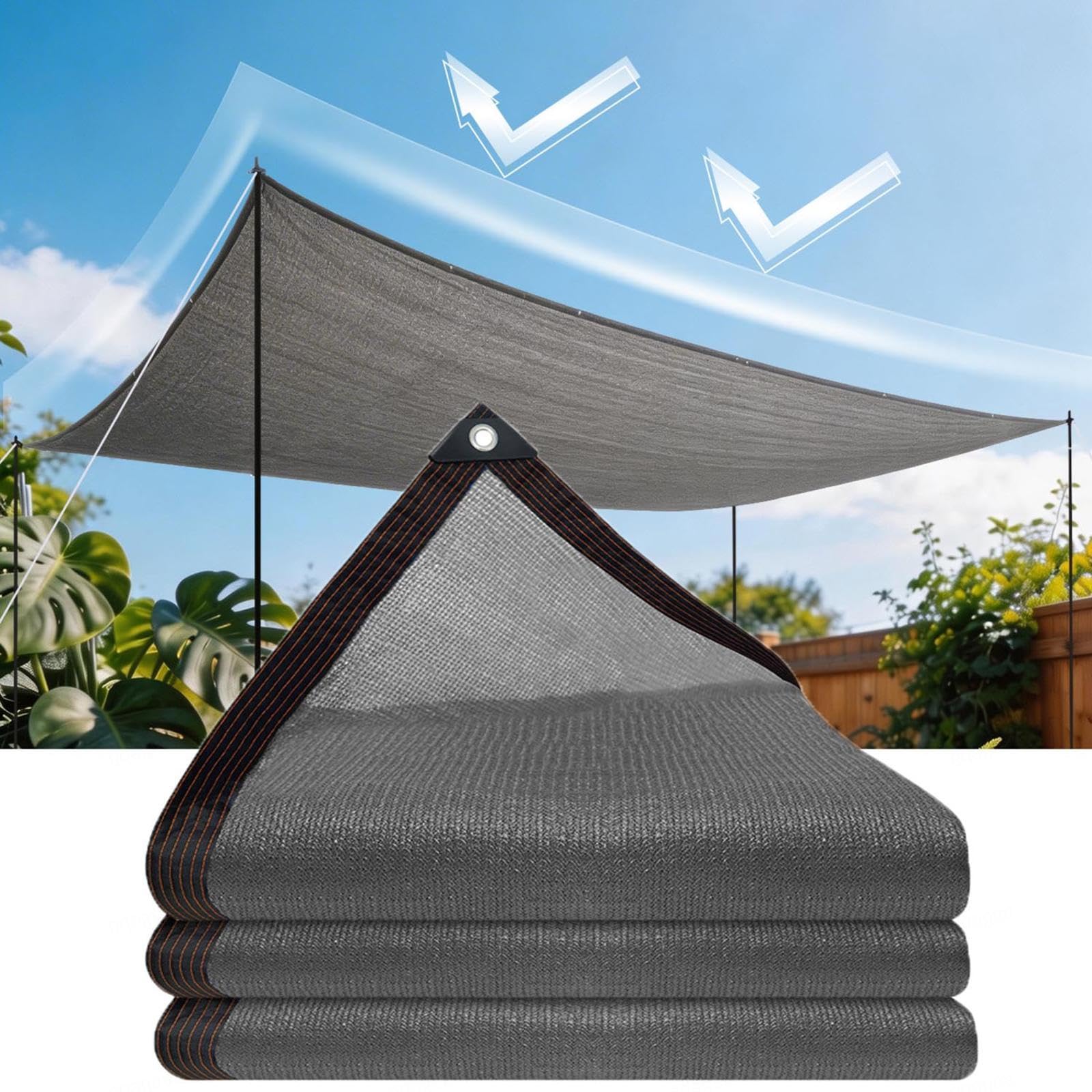 Tela de sombreado con ojales gris 2x5m para protección solar en terraza