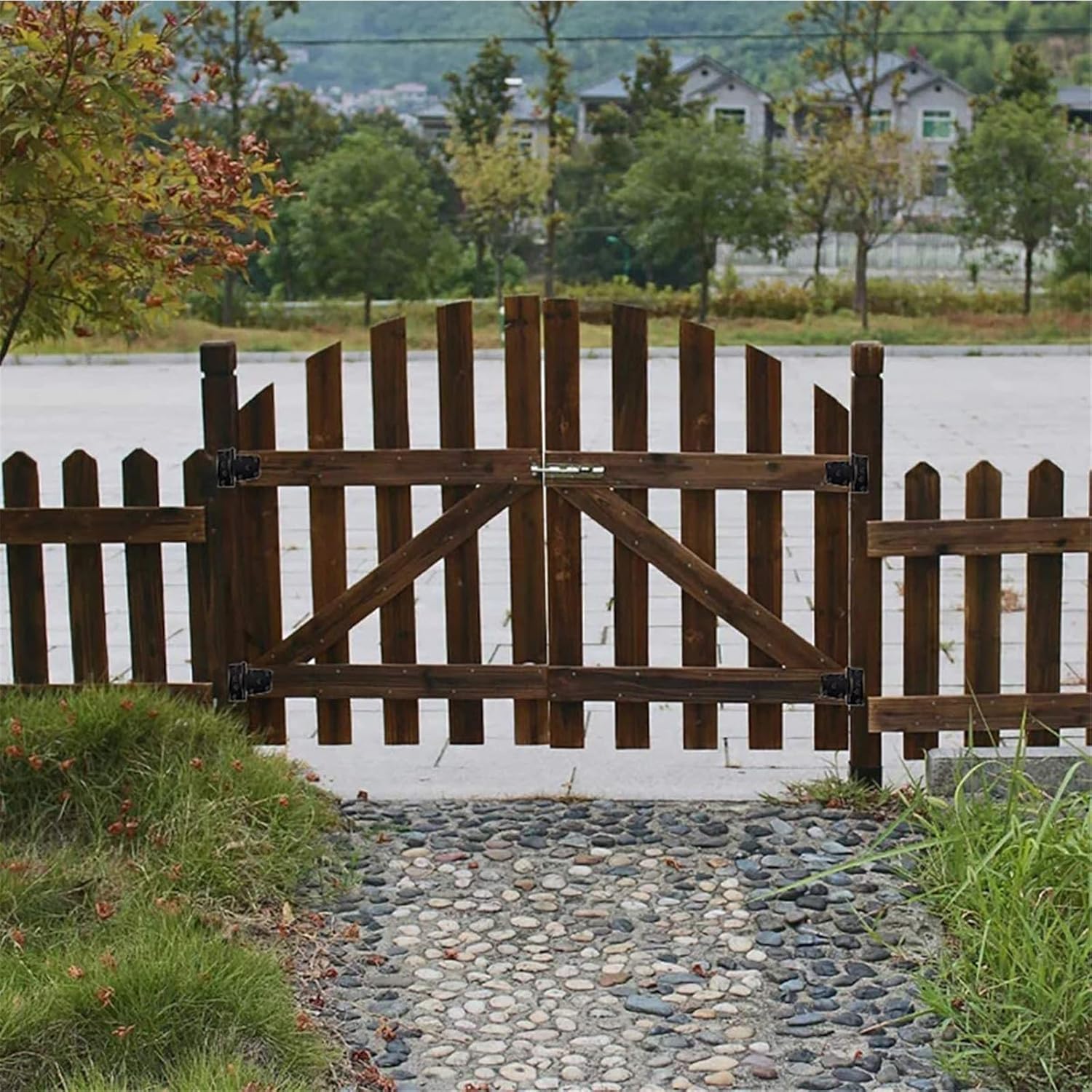 5-inch T-Shape Carbon Steel Heavy-Duty Door Hinges 3pcs, Black Painted Metal Gate Hinges for Residential and Farmhouse Doors