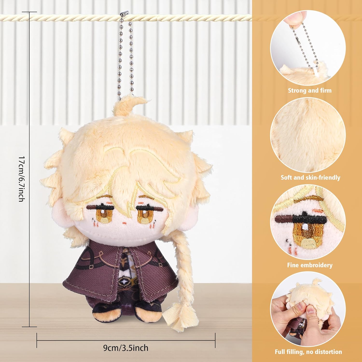 UTIEHD Anime Game GI Character Keychain Pendant, Cute 4-Inch Collectible Bag Charm, Compact Size for Backpacks and Keys for Fans (Aether) - Image 2