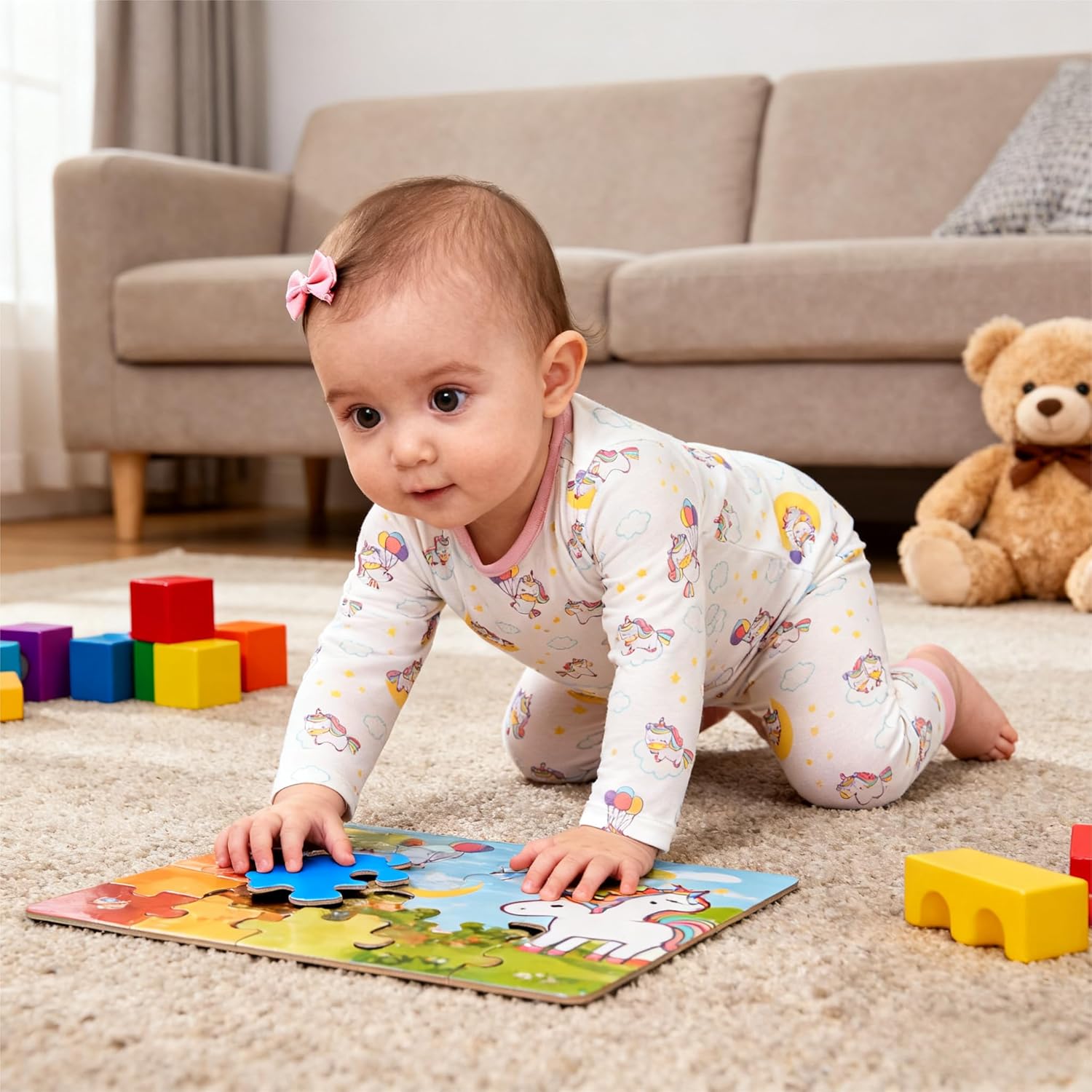 Baby Girls Pajamas 2-Piece Set,Short&LongSleeve Sleepwear with Unicorn Print,Soft, Breathable & Machine Washable(0-36 Mothes - Image 3