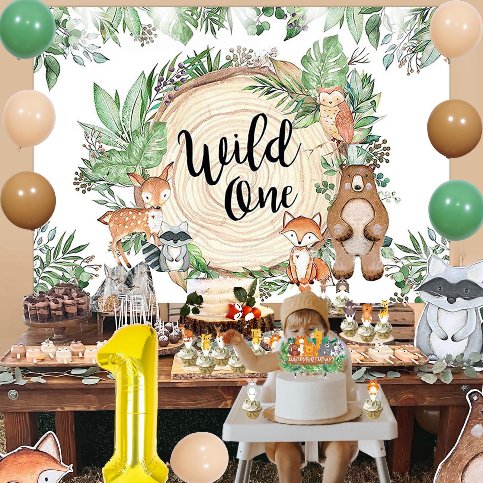 WILD ONE First Birthday Banner - Woodland Theme Highchair Decoration, Cake Smash Photo Prop, Party Decor For Baby