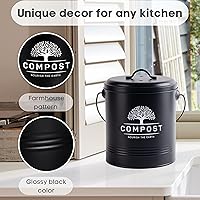 Vista 4 de Perfnique Cubo de Compost de Cocina, Cubo de Compost de Encimera de 1.3 Galones con Tapa, Cubo de Compost Interior Incluye Revestimiento del Cubo