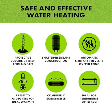 Zilla Aquatic Reptile Heater, Fully Submersible, Auto-shut Off, for Terrariums up to 40 Gallons | Aquarium heater, fully submersible turtle heater, pre-set to 78AF for aquatic turtles, newts and frogs
