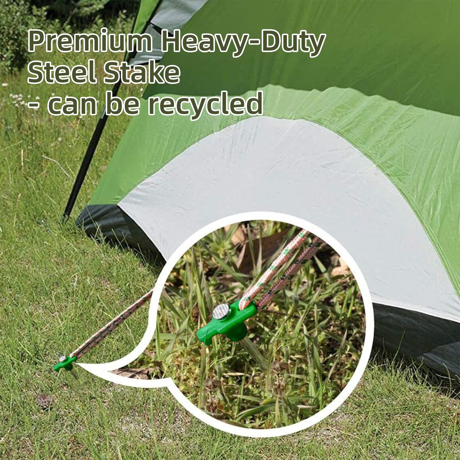 Lot de 50 piquets de tente robustes de 25,4 cm en métal pour camping, jardin, cour (vert)