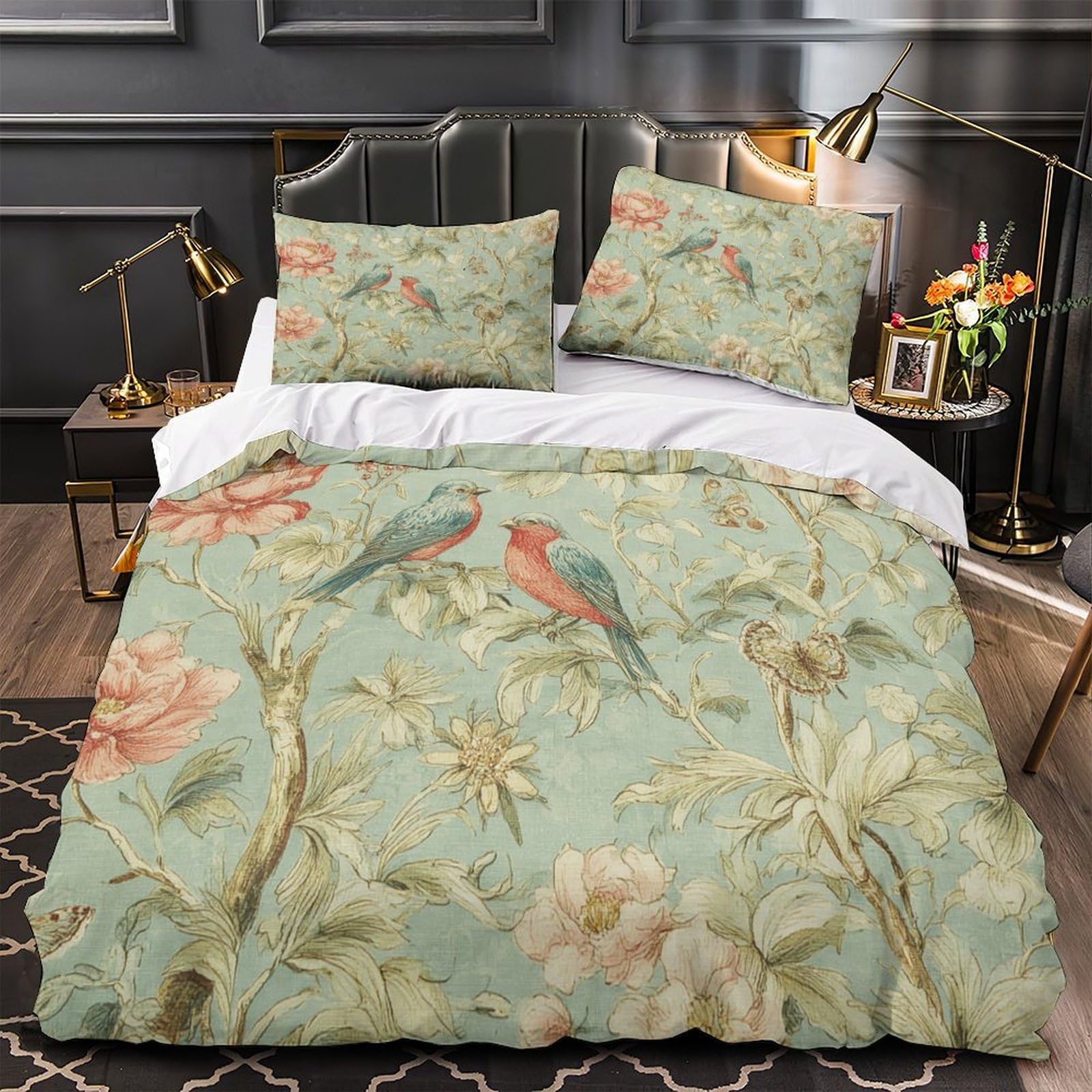 Housse de couette oiseau 3D microfibre parure de lit 220x240cm