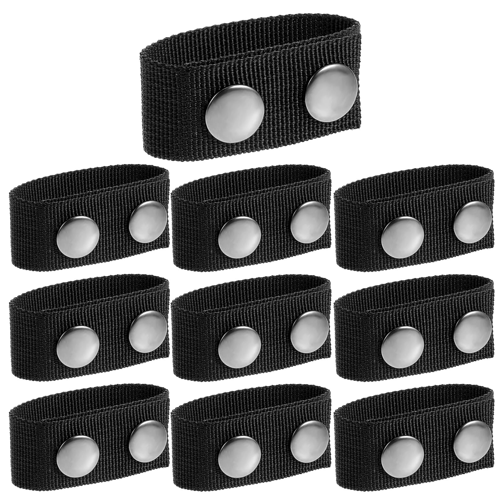 10 Piezas Cinturón de Nailon Resistente con Cierres a Presión Dobles Trabillas Negras para Coser para Deportes Al Aire Libre Fijación de Cinturón Cinturón de Seguridad Táctico Cinturón de Policía
