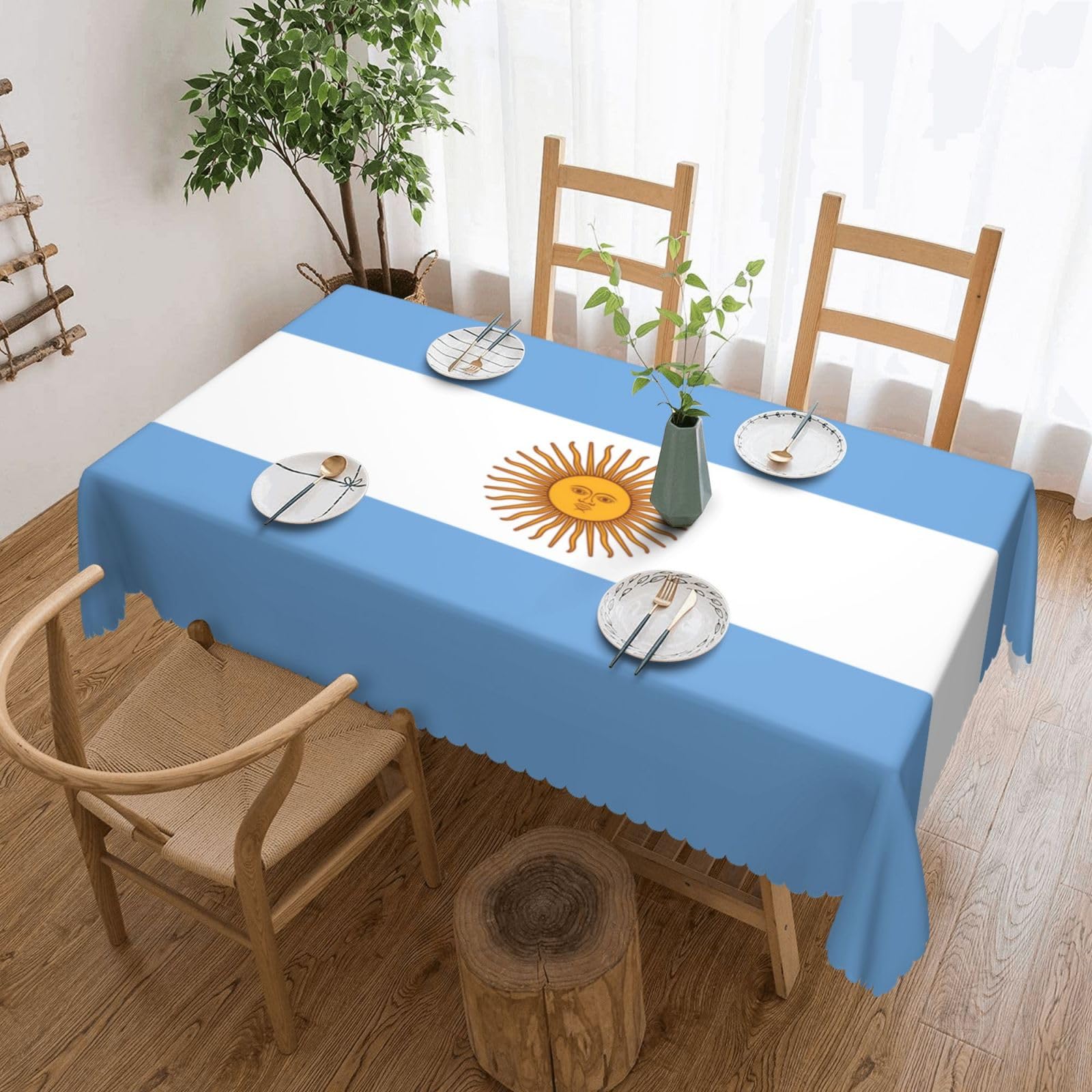 HLSBSSL Argentine flag Patterned square lace tablecloth, wrinkle-resistant and durable, suitable for dining tables, parties, etc.