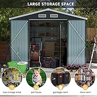 Vista 2 de 5.6x7.8FT Outdoor Storage Shed, Metal Tool Storage Shed with Sloping Roof and Lockable Door for Backyard, Outside Lawn Mower Storage Sheds, Black