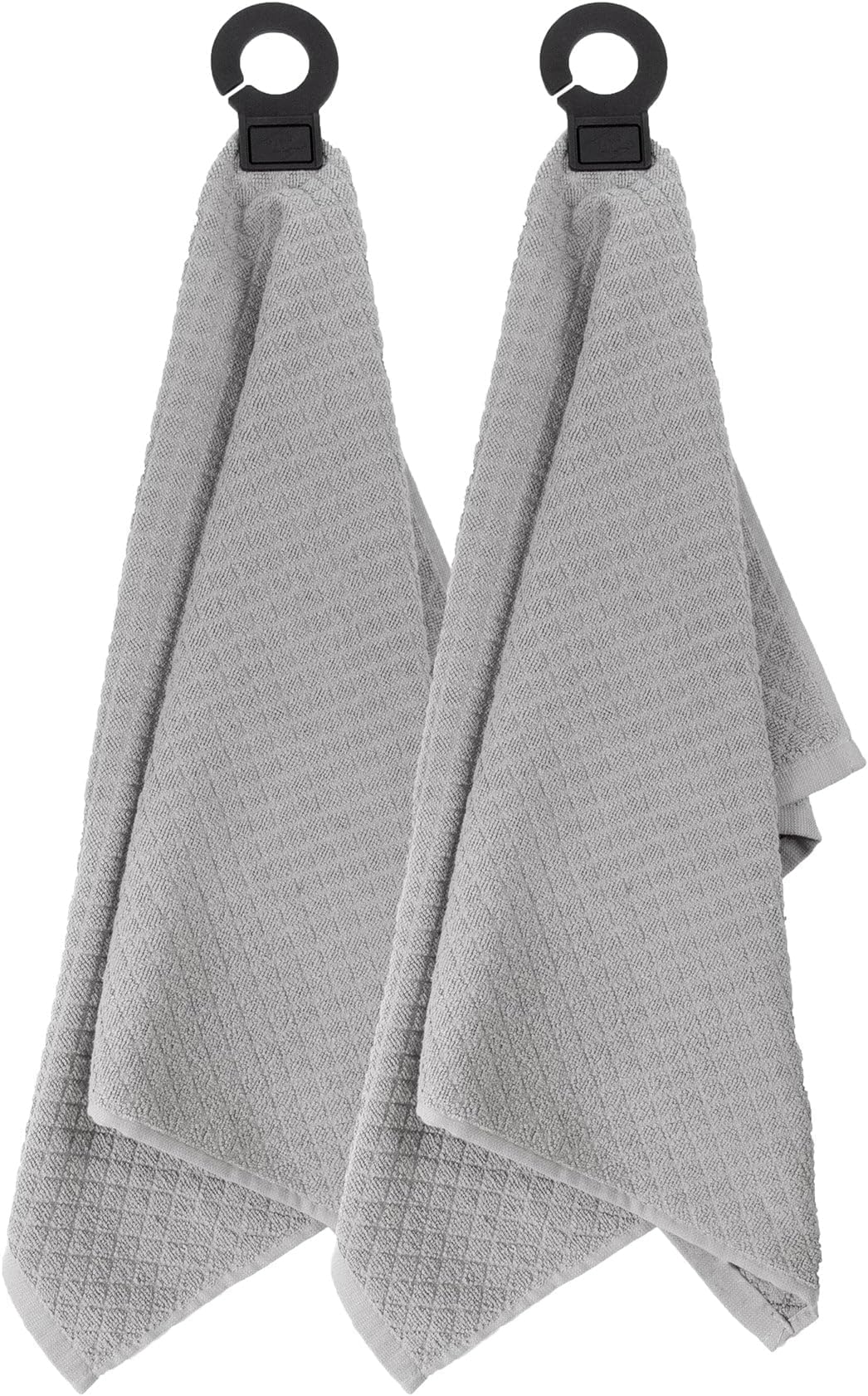 Ritz Premium Hook and Hang Towel, (2-Pack), 18" x 28", Long-Lasting Durable Rubber Hook, Highly Absorbent Super Soft Hand Cloths for Kitchen, Bathroom, Laundry Room, Titanium