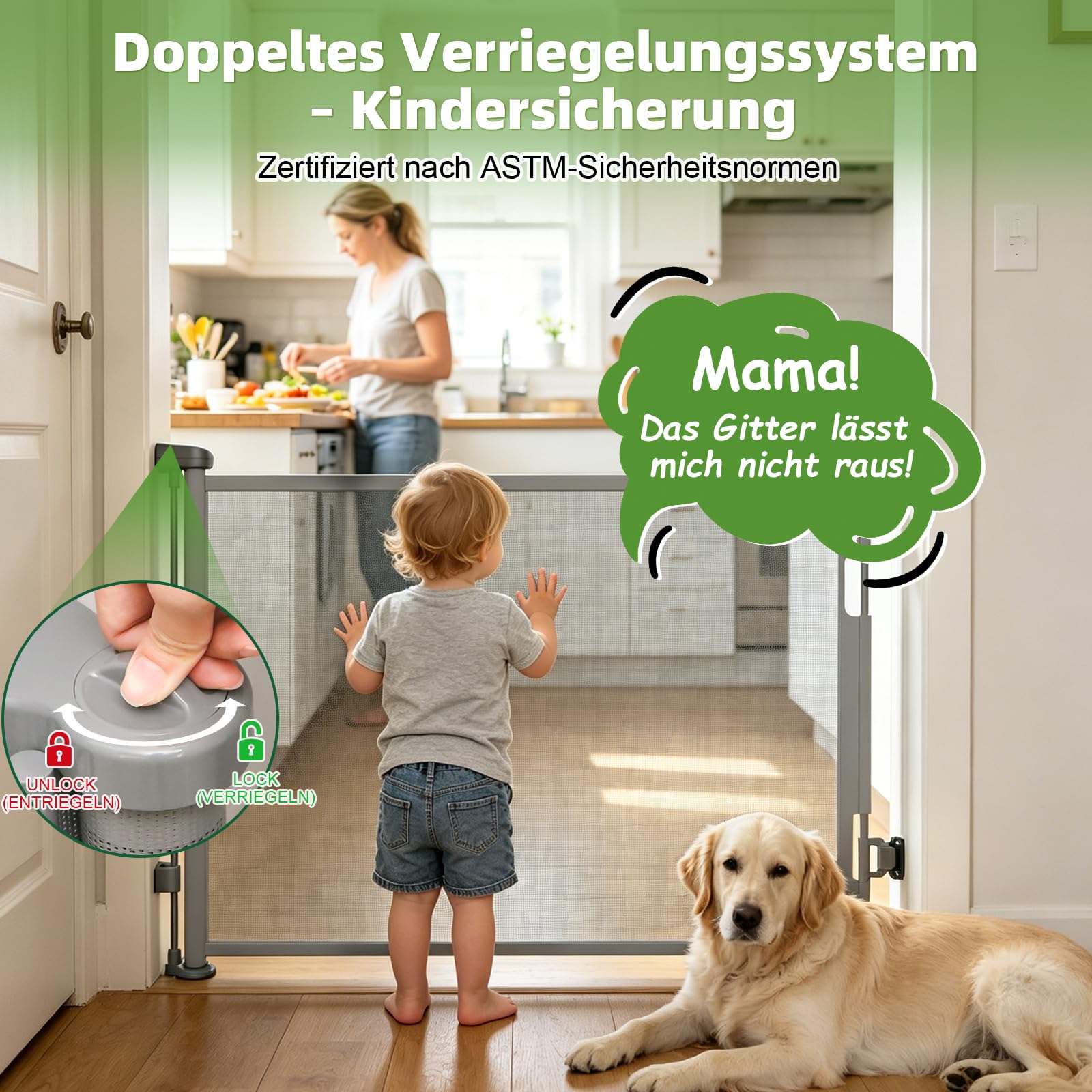 Dioxide Treppenschutzgitter Ausziehbar 0-150 cm für Babys Kinder Hunde Grau