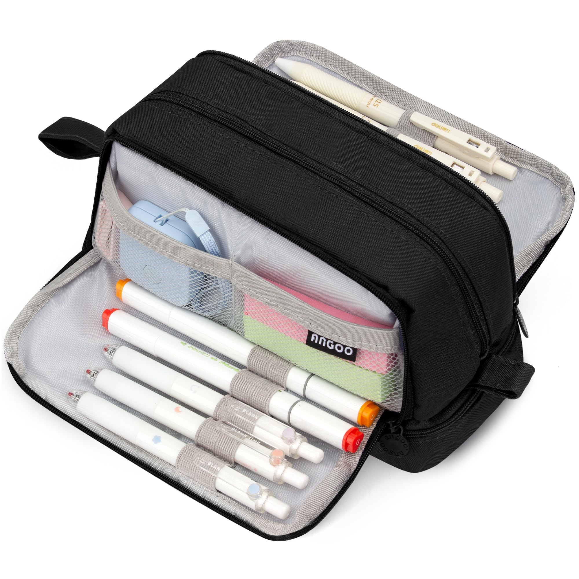 Vocuer Large Capacity Pencil Case with Compartments - Black Pencil Pouch School Supplies for Boys & Teens - Extra Large Special Pen Bag with Zipper