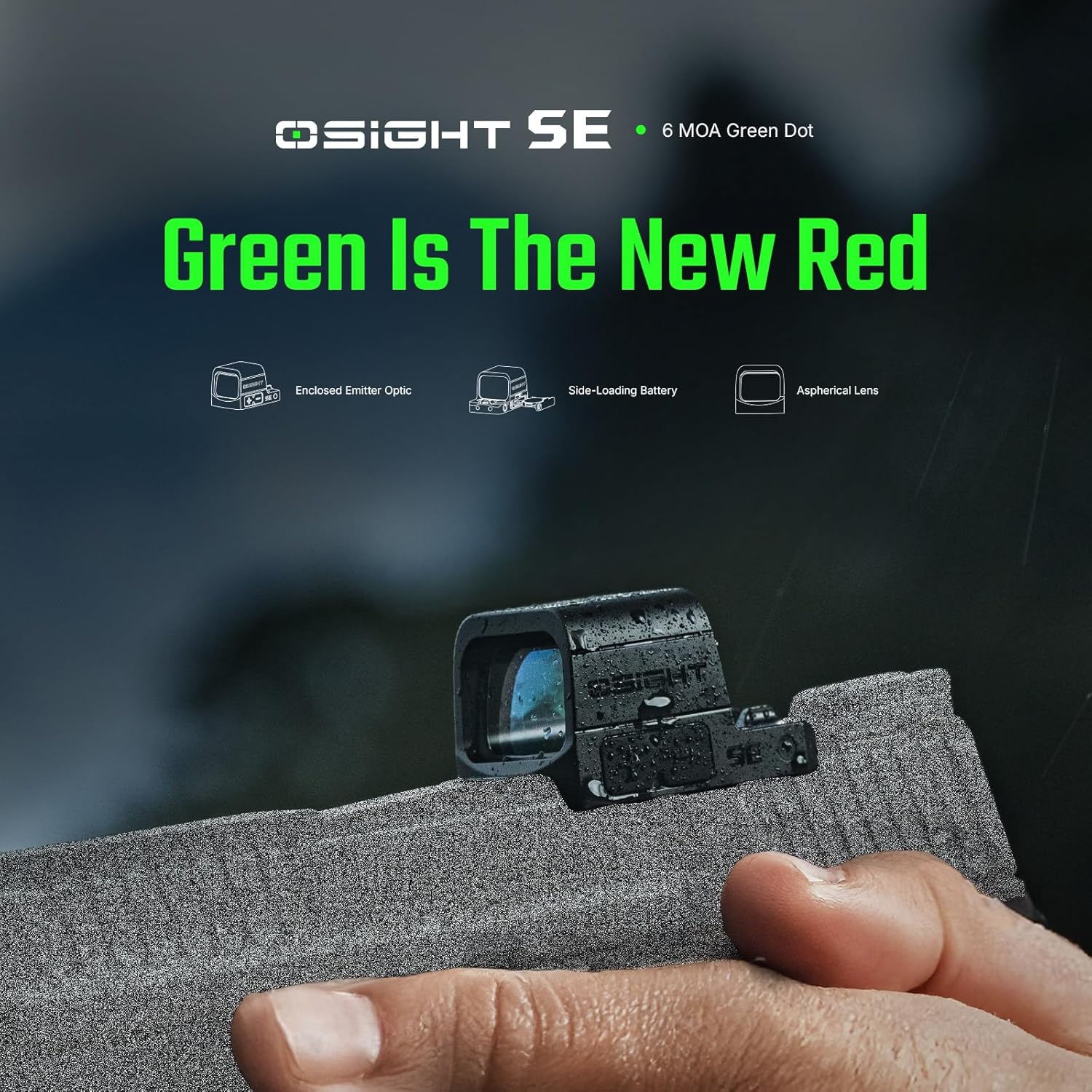 OSIGHT SE 6 MOA Green Dot Enclosed Micro Sight with RMSc/K Footprint, Parallax-Free Durable Optic for Subcompact Setups - Image 2