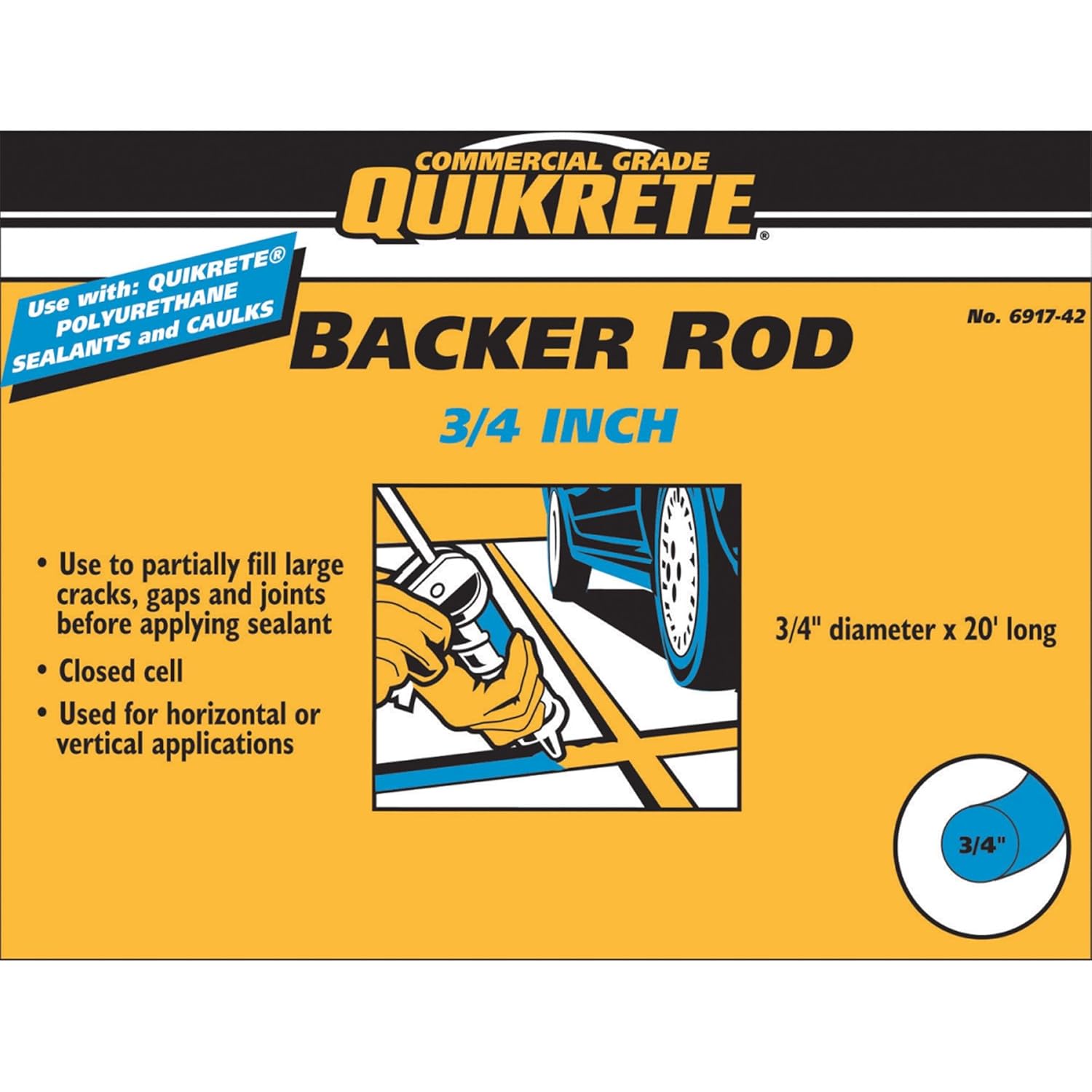 Quikrete Gray Foam Backer Rod 3/4" x 20 ft.