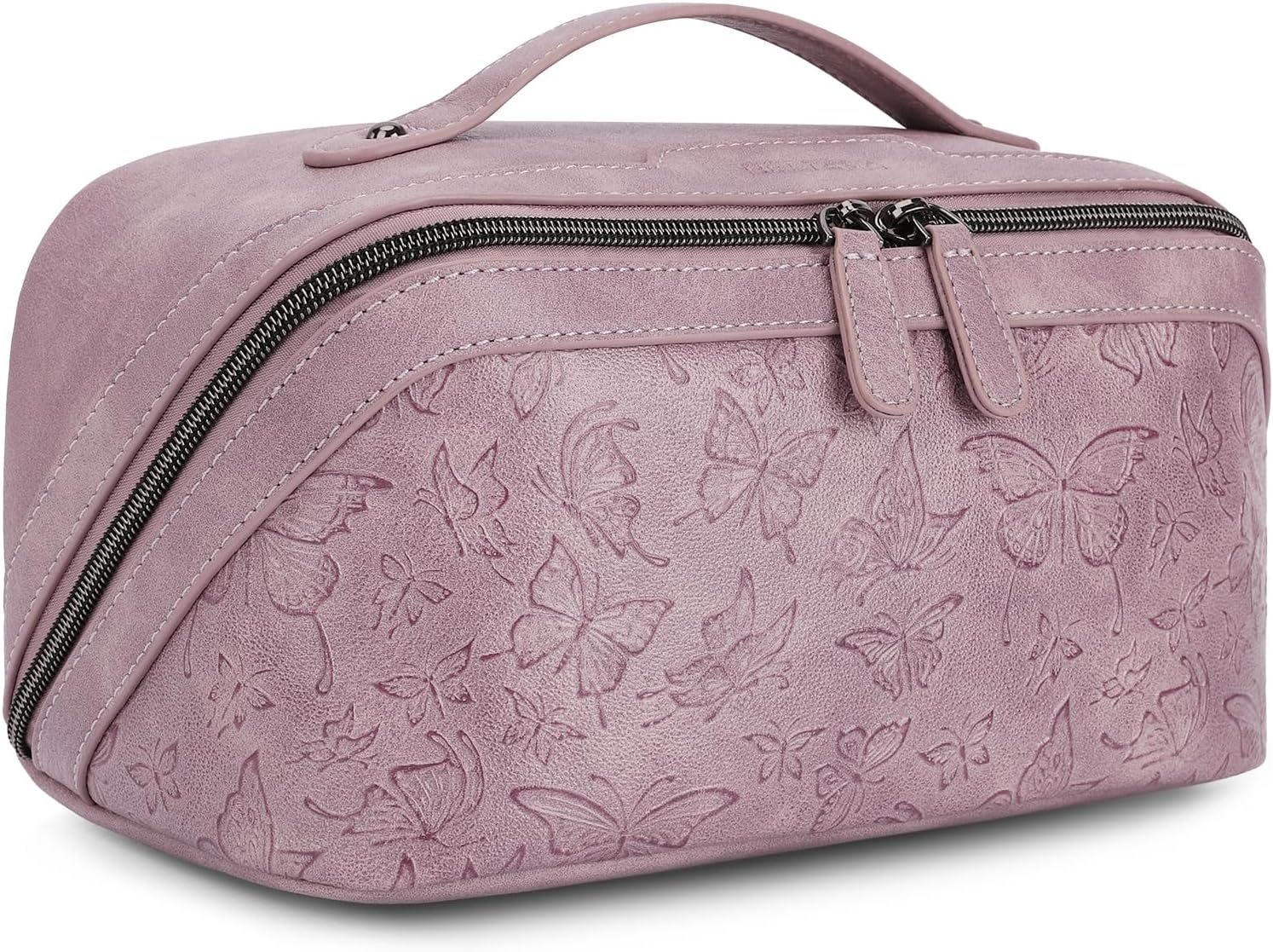 BELTANA Travel Makeup Bag for Women, Butterfly Flat Open Cosmetic Bag