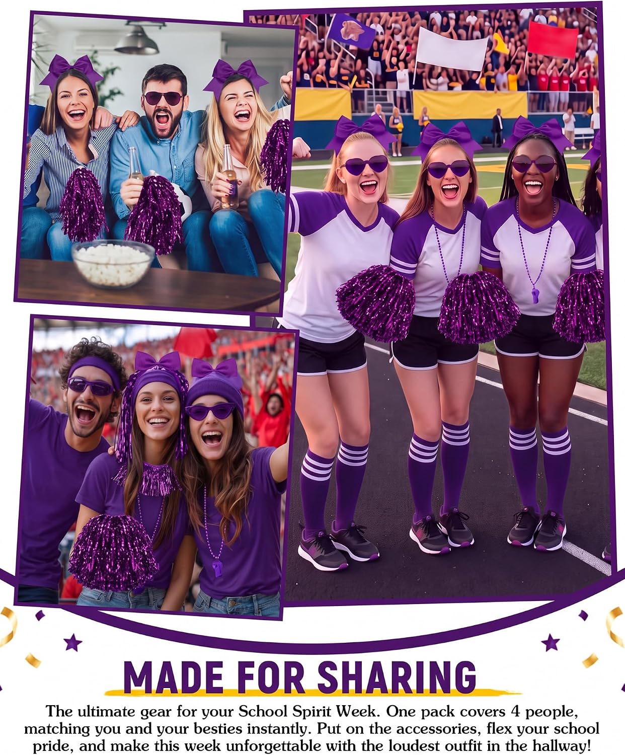 Twistover 148 Pcs Spirit Wear Color War Accessories Cheer Team