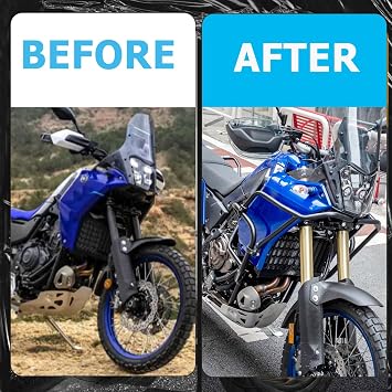 Crash Bar Engine Guard Highway Freeway Bar ngine Guard Frame Falling Protection Bumper Protector Compatible with Ya-ma&ha Tenere 700 XT 700Z T700 T7 2019-2025 (Black-Upper Lower)