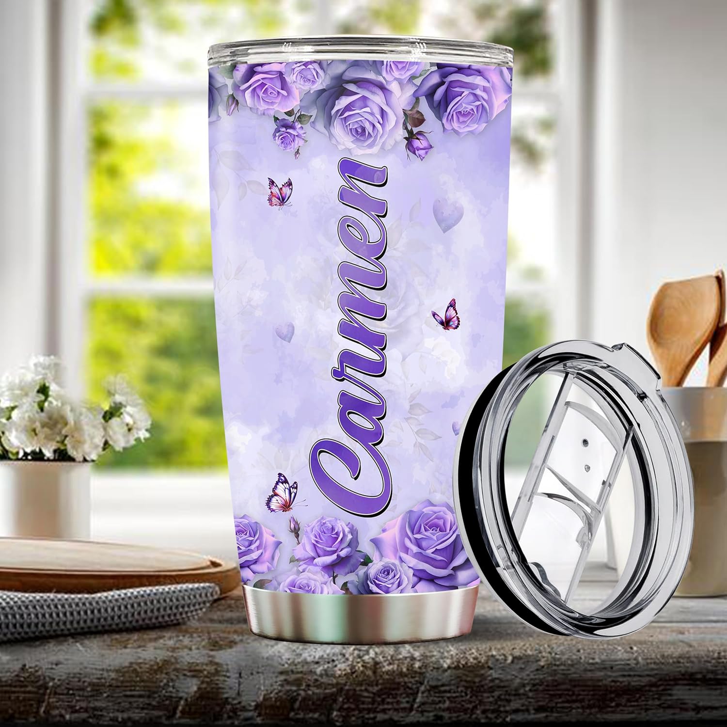 Personalized Border Collie Gifts for Women 20oz Stainless Steel Insulated Tumbler with Lid Water Bottle Travel Coffee Mug Wife Daughter Mom Mothers Day Christmas Birthday Valentine