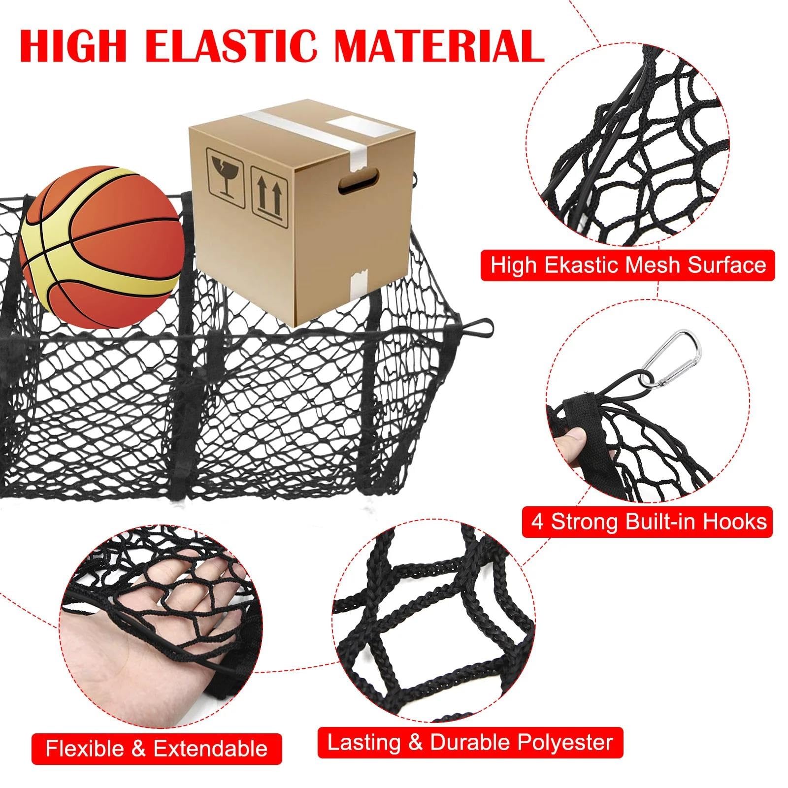 Reti per Auto Rete Portaoggetti per Bagagliaio con 4 Tasche per Dodge per RAM Pickup 1500 2500 3500 4500 5500 4x4 DRW Rumble Bee Rete Elastica(1pc Net)