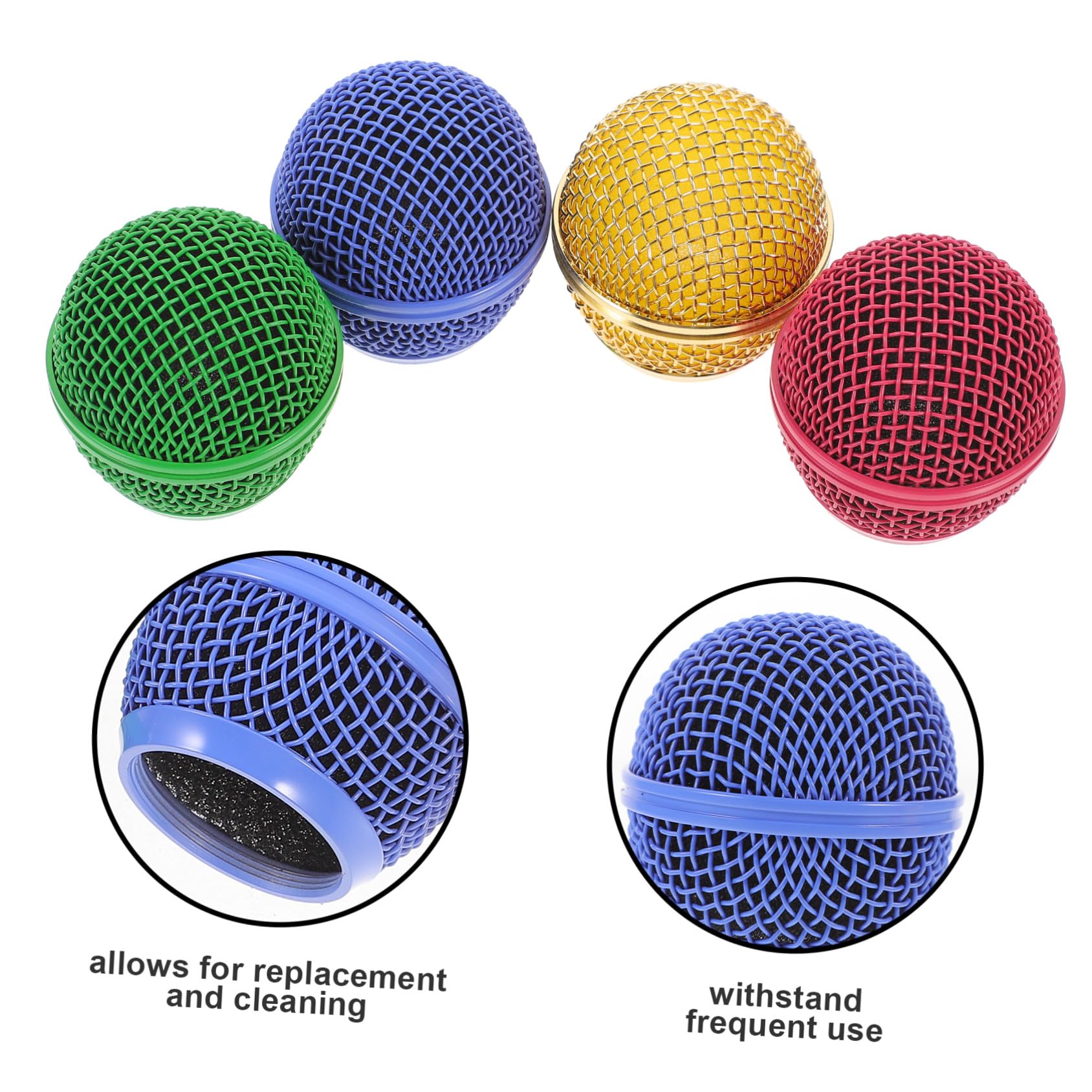 4 piezas Rejilla Metálica para Micrófono Cubierta Mesh Resistente y Segura Accesorio Reemplazo para Micrófonos Fácil Instalación para Músicos y Cantantes