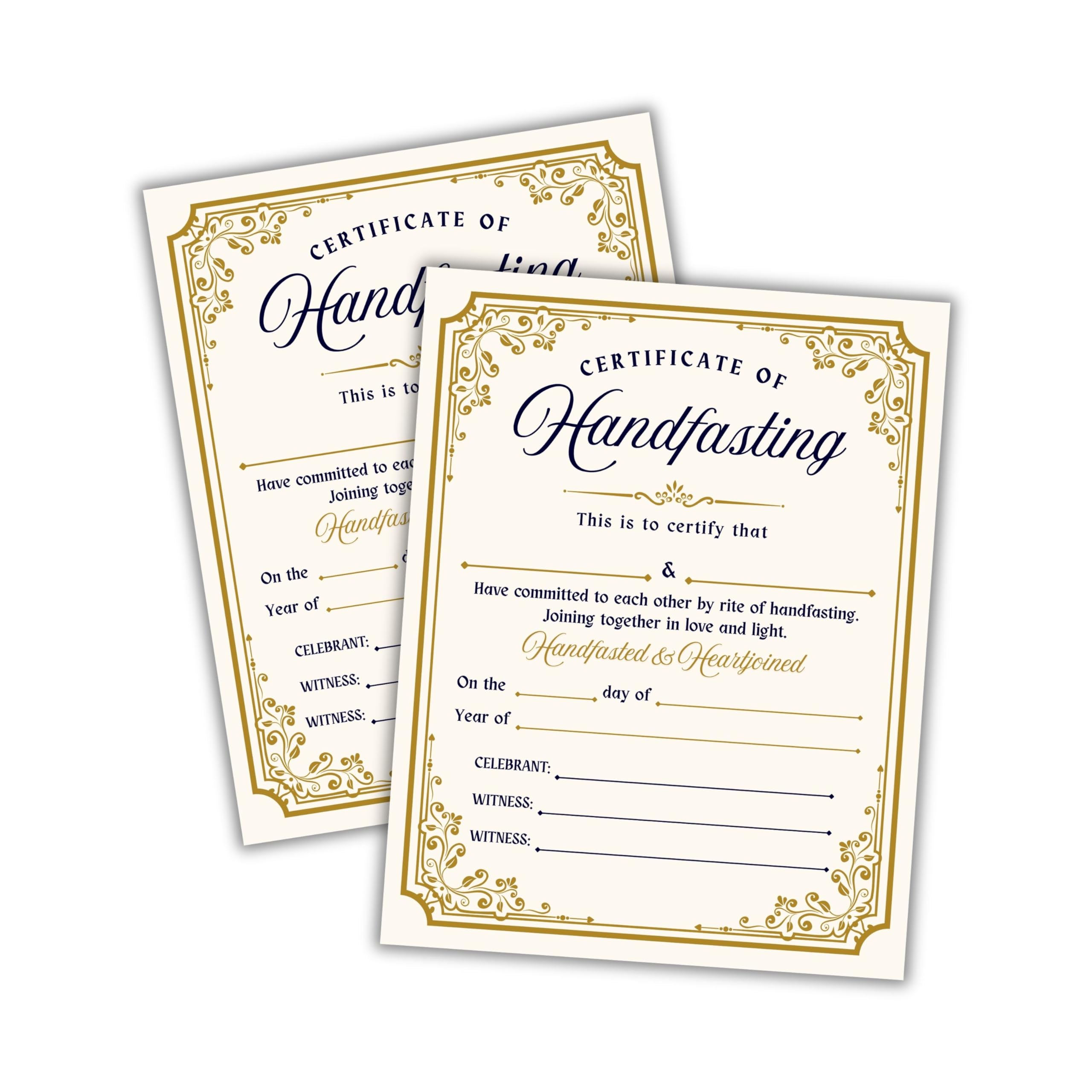 Handfasting Union Ceremony Certificate Cord Ribbon 6pk 8.5x11” on Linen Commitment Bound Celtic Medieval Secret Partner Parchment Marriage