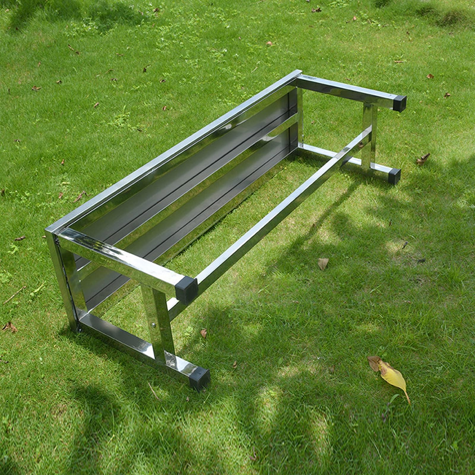 Panca da giardino in metallo in acciaio inox 304, ideale per patio esterno, spogliatoio, parco, laboratori, ospedali