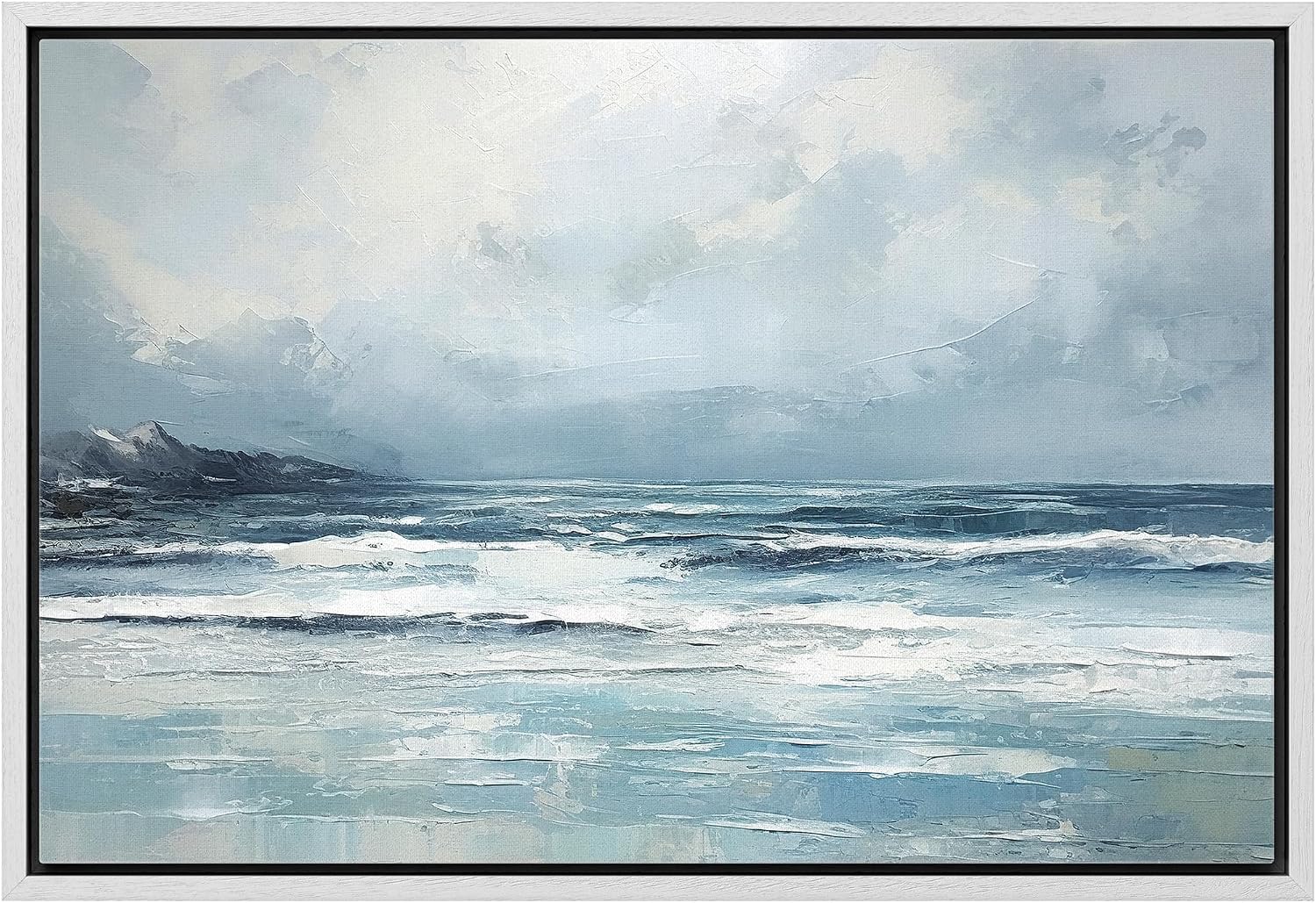 Amazon.com: wall26 Framed Canvas Print Wall Art Navy Blue Ocean Wave ...