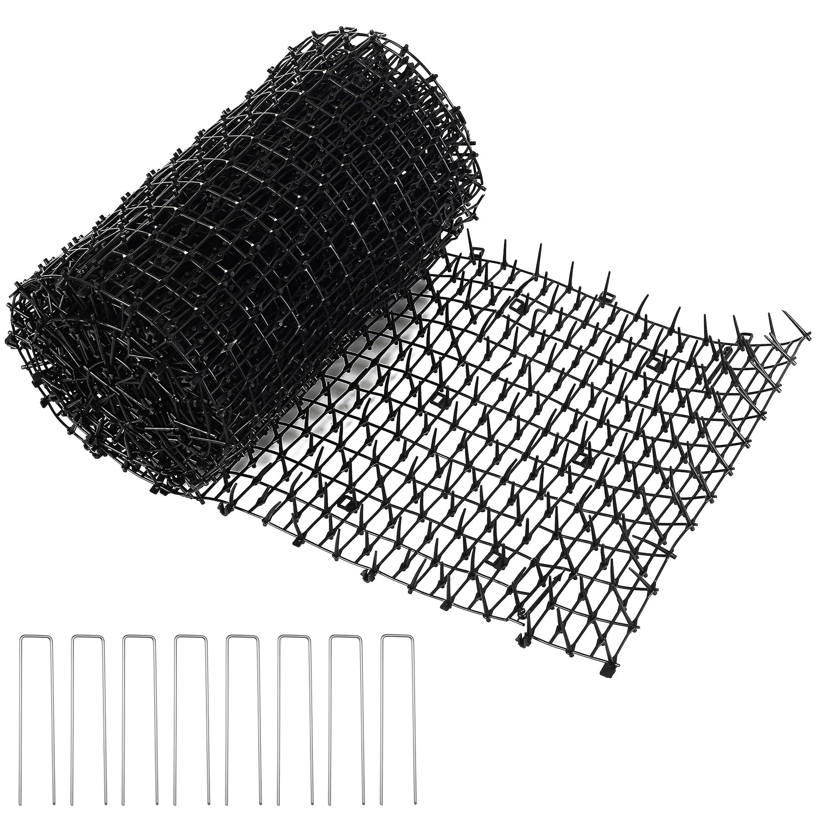 1 Rouleau Tapis Repulsif Chat Interieur Exterieur, 30 x 400 cm Tapis Anti-Chats, Tapis Répulsif Chat à Picots pour Chiens, Chats et Oiseaux, avec 8 piquets de Fixation au Sol