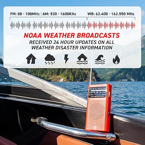 Miniatura 2 de 72 HRS Radio meteorológica de emergencia 72 horas CRUSADER MINI NOAAAMFM, alimentado por batería 2AA (no incluida), radio de diseño premium con