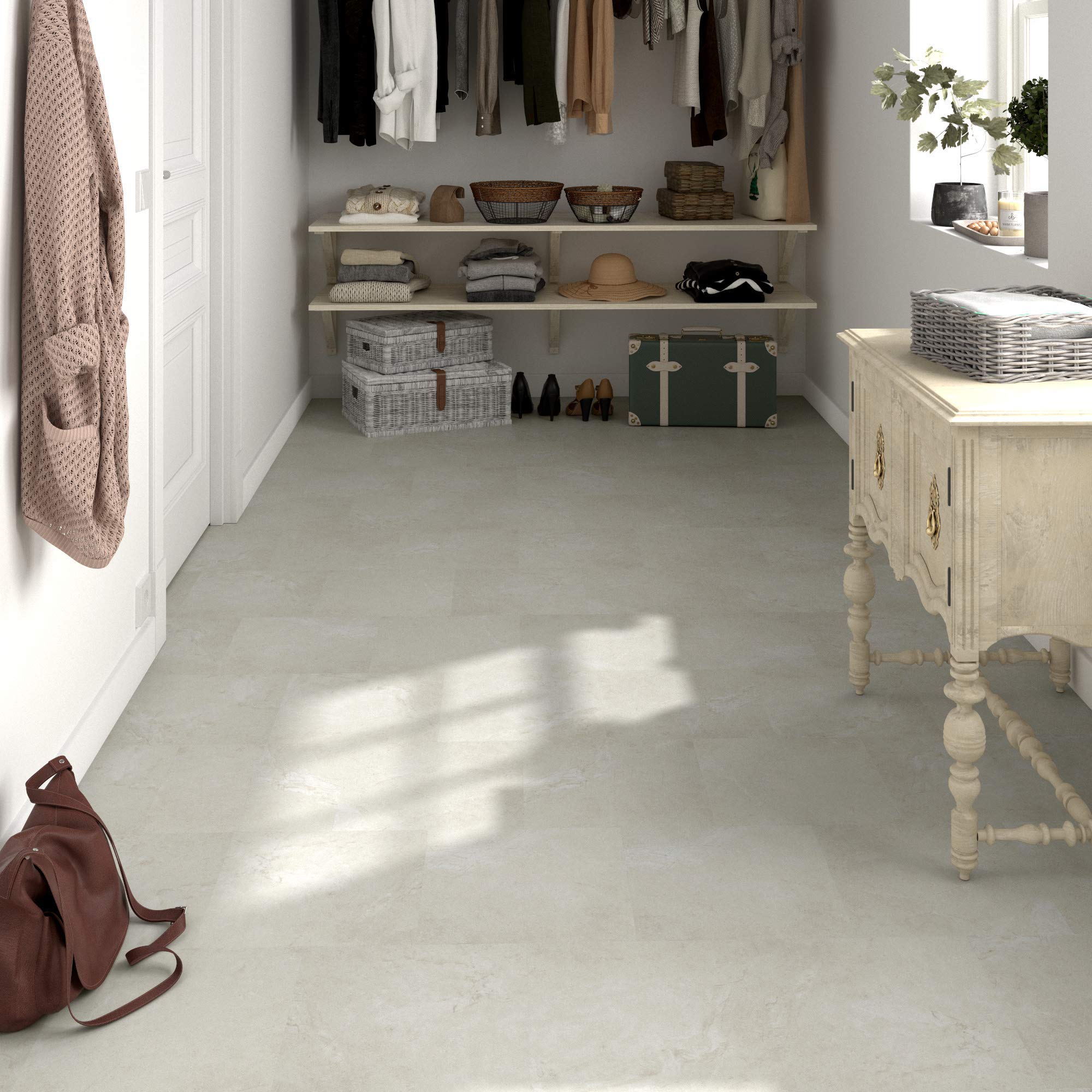 GENERIQUE - PVC Bodenbelag - Selbstklebende Fliesen - Hellgrau - Marmoreffekt - Grau/Beige - 2,05m²/22 Fliesen