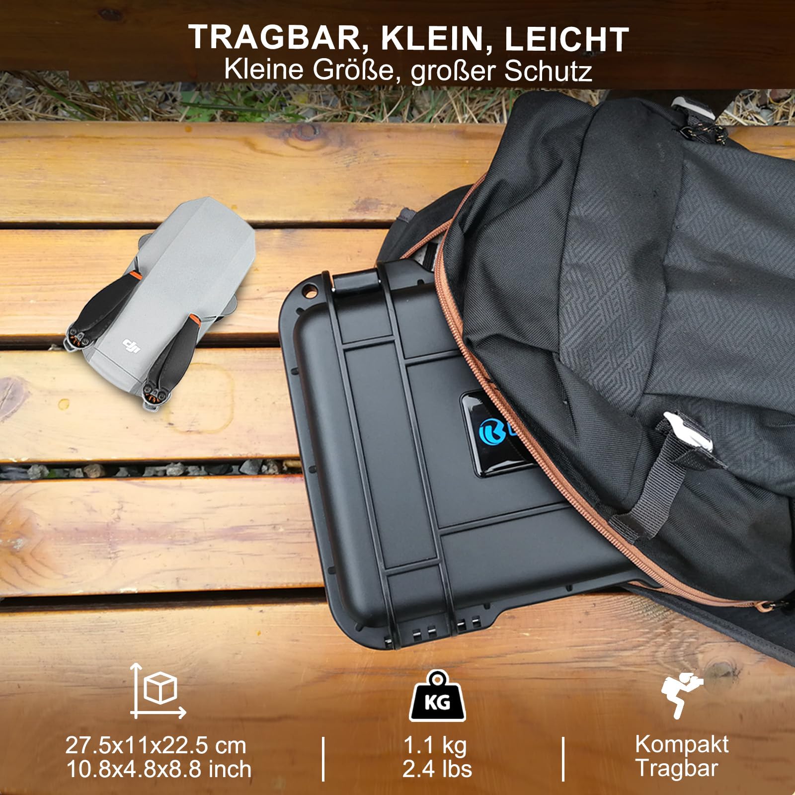 LEKUFEE Kompakte Tragbare wasserdichte Tragetasche Koffer für DJI mini 4K/Mini 2 SE Drohne und Zubehör (Nur Koffer)