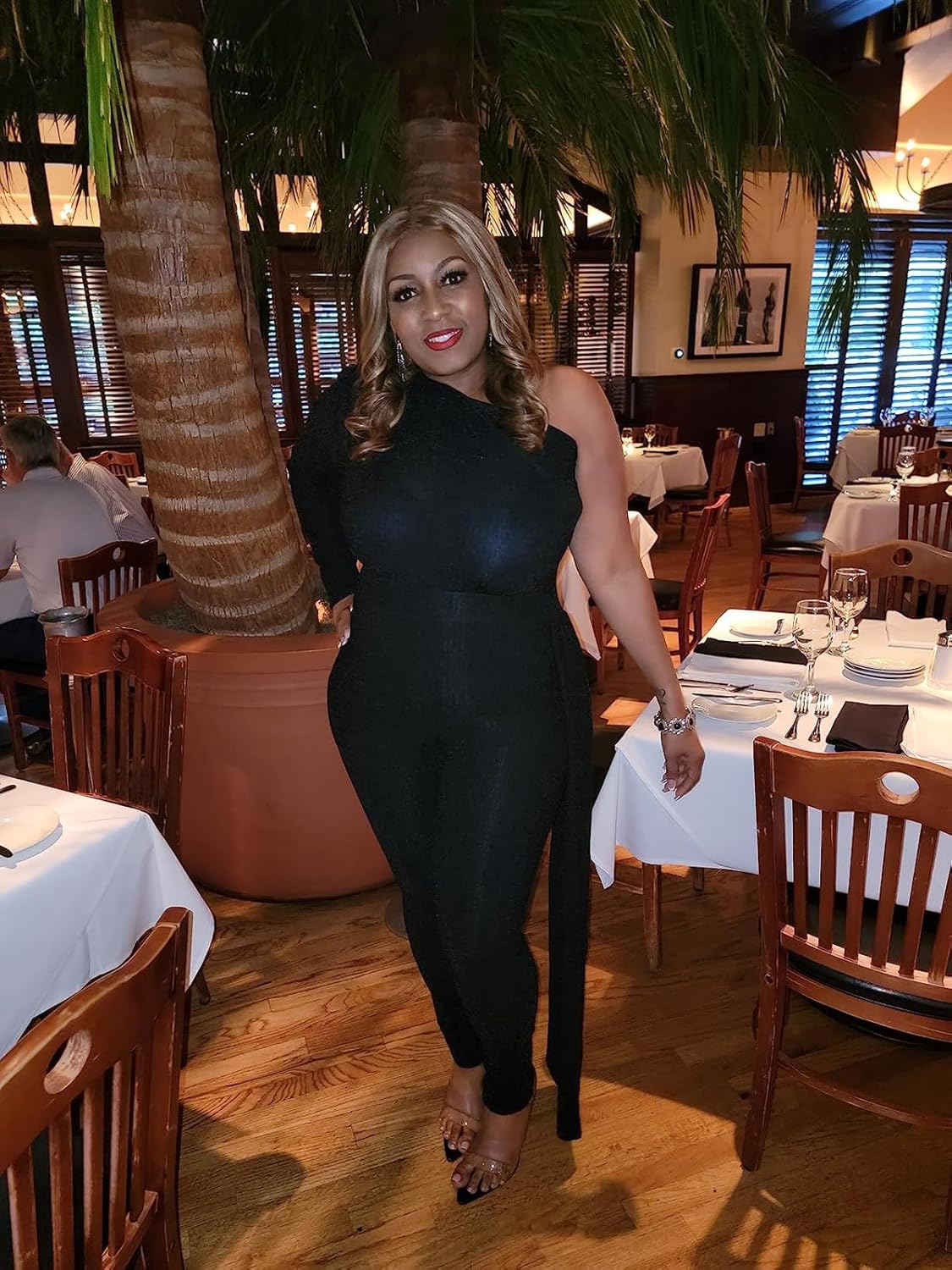 ZonJie Sexy Sequin Jumpsuits for Women Elegant Sparkly Pants Bodycon Long Sleeve Party Rompers - Image 5