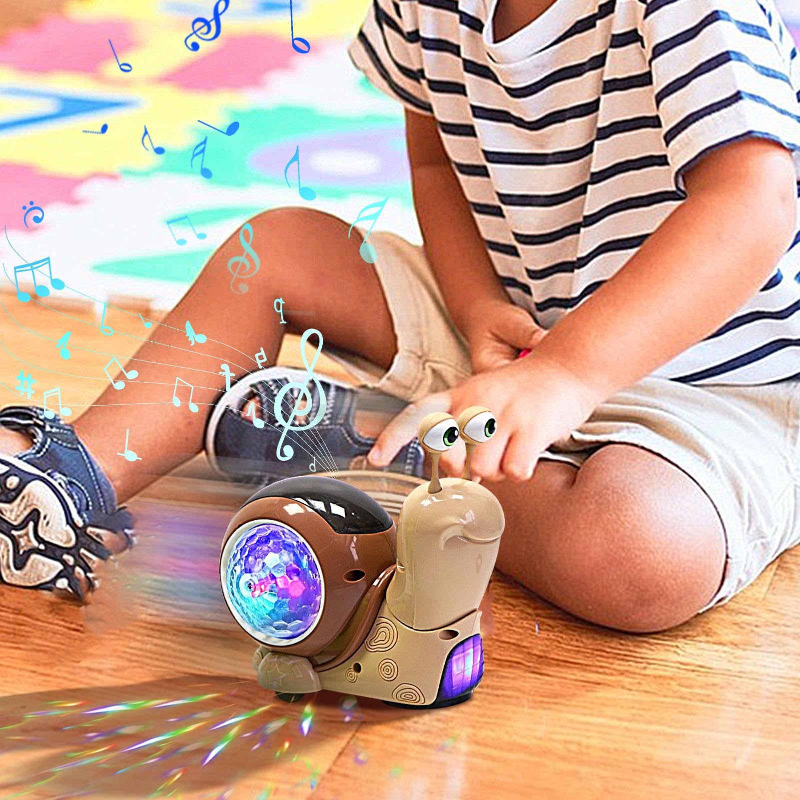 Glowing Snail Toys For 1 + Year Old, Interactive Crawling Snail Toy With Music & Light, Fun Sensory Toy For 1+Year Old Boys & Girls - Image 3