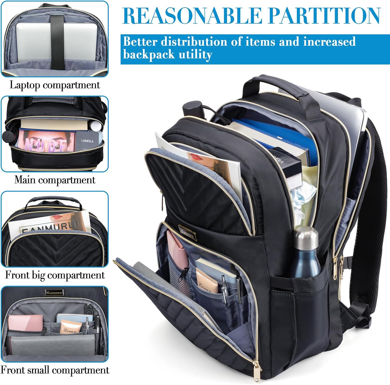 Backpack for Women, 17.3 Inch Large School Backpack, Girls Bookbag, Big Work Travel Laptop Back Pack Purse Casual Daypacks, Black