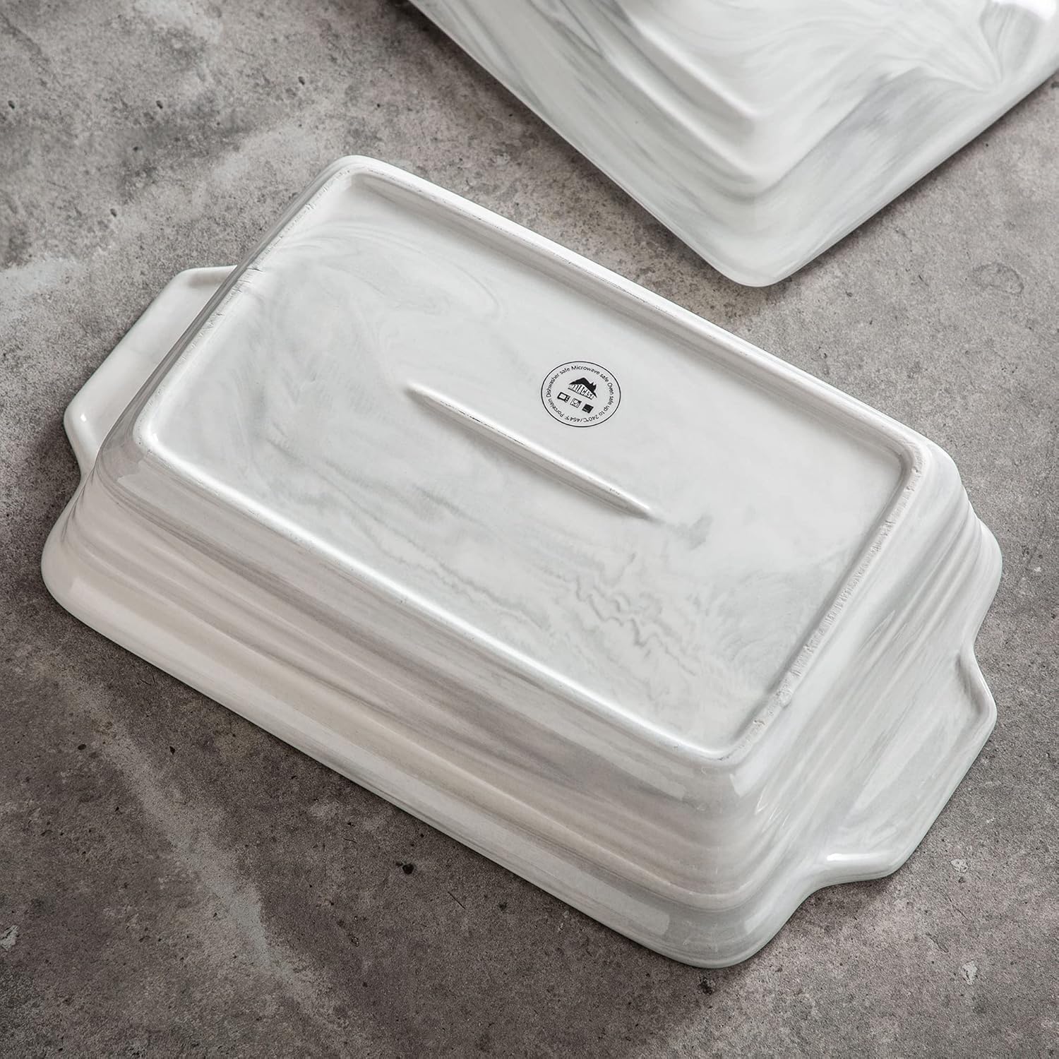 MALACASA Große Auflaufform mit Deckel, 4,4 Quart Keramik-Backform für Ofen, Lasagnepfanne tief mit Deckel, mikrowellen-, spülmaschinenfest, Serie BAKE-GREY