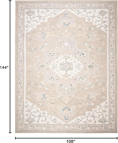 Miniatura 2 de SAFAVIEH Micro-Loop Collection - Alfombra de área de 9 x 12 pies, gris claro y marfil, lana de medallón hecha a mano, ideal para zonas de alto