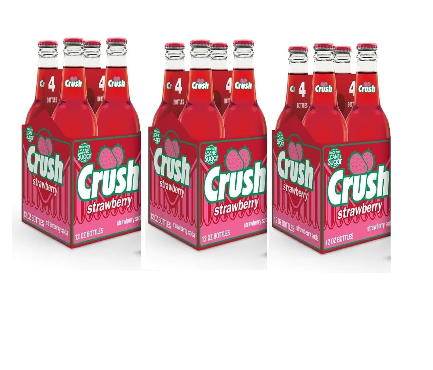 Crush Strawberry Soda- 3 pack (total 12 Bottles 12oz)