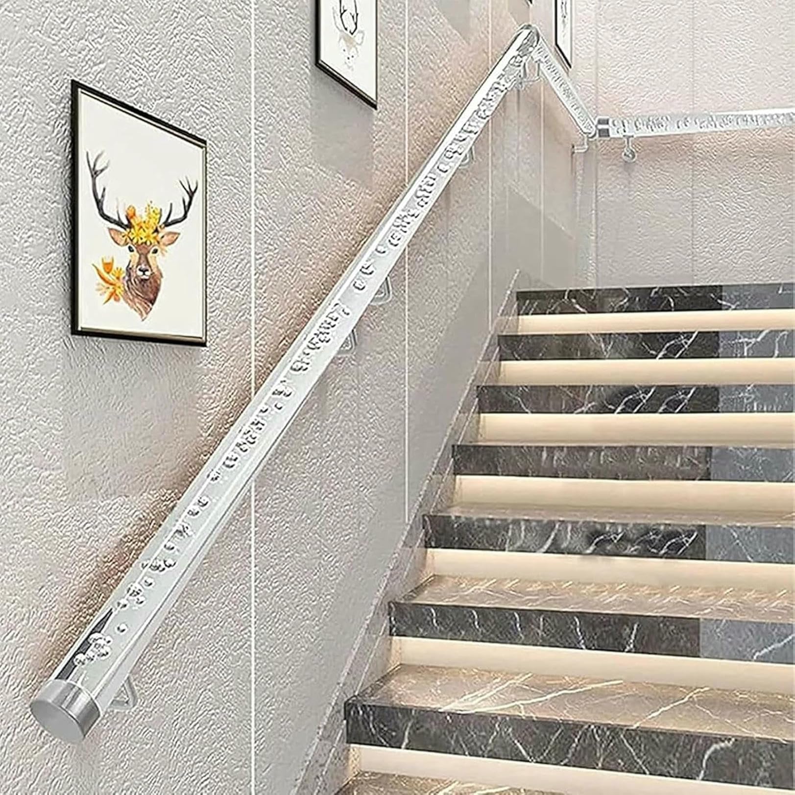 GLDYTVF C Acrylic Stair Handrail with Brackets WallMounted Grab Bar for Indoor Stairs Safe Support Rail for Home Hallway and Elderly Assistance