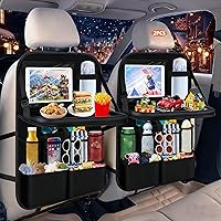 Vista 8 de Organizador de asiento trasero de automóvil de 2 piezas con bandeja plegable, 9 + 2 bolsillos, organizador y almacenamiento para automóvil