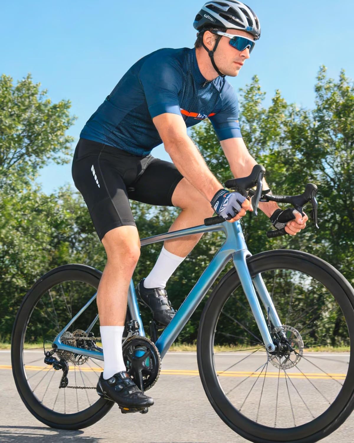 ROTTO Mens Cycling Jersey Short Sleeve Bike Shirt with Rear Pockets Stripe Series - Image 2