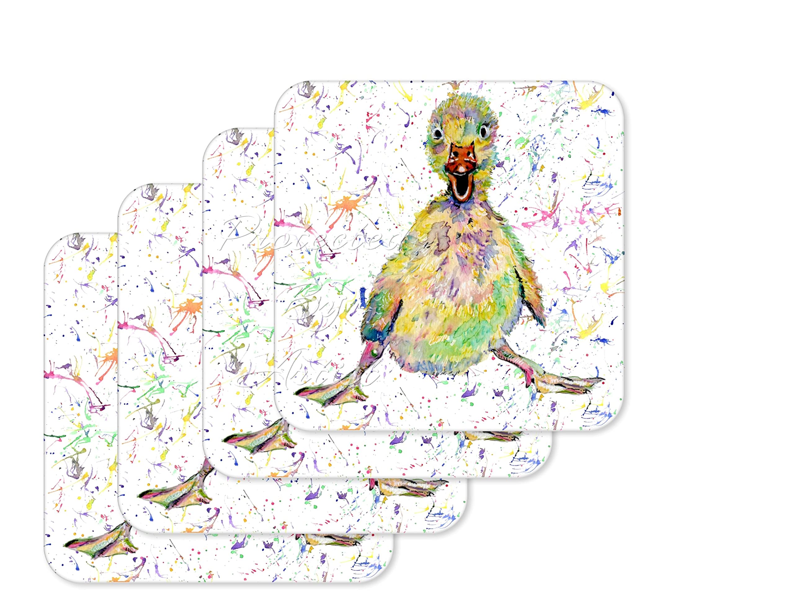 Coaster Ducklink Duck Baby Farm Animals Coasters Watercolour Art Gift Work Office Dining Tea coffee (4)
