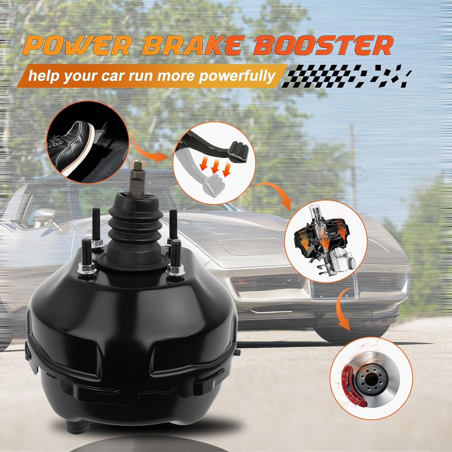 54-81200 Vacuum Power Brake Booster Compatible with Chevrolet Corvette 1977-1982, Replace OE 5481200, 18003676, 18005064, 18006555