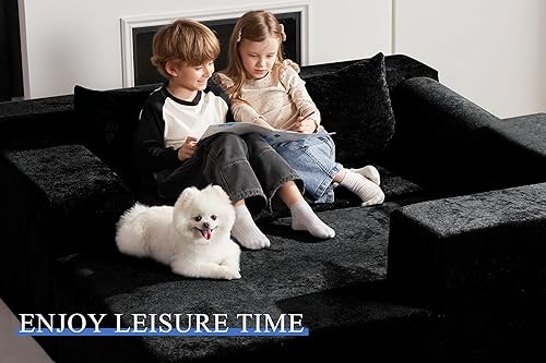 Miniatura 4 de HABUTWAY Sofá modular modular en forma de L de 105 pulgadas para sala de estar, no requiere montaje, sofá modular cómodo con asiento profundo para